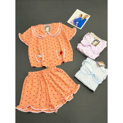 Đồ Bộ Nữ Áo Cổ Sen Tay Ngắn Quần Đùi Họa Tiết Chấm Bi Vải Cotton Hàn Mịn Mát Size 45-62kg - DBOR0007