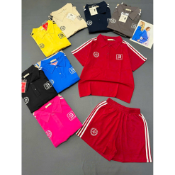 Đồ Bộ Nữ Áo Thun Có Cổ Tay Ngắn Quần Đùi Sọc Thể Thao Năng Động Size 45-62kg - DBOR0008