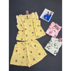 Đồ Bộ Nữ Áo 3 Lỗ Quần Đùi Họa Tiết Trẻ Trung Dễ Thương Vải Cotton Hàn Mịn Mát Size 45-62kg - DBOR0011