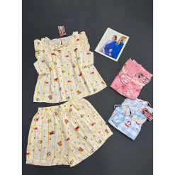 Đồ Bộ Nữ Áo 3 Lỗ Quần Đùi Họa Tiết Trẻ Trung Dễ Thương Vải Cotton Hàn Mịn Mát Size 45-62kg - DBOR0011