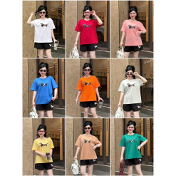 Đồ Bộ Nữ Áo Thun Cổ Tròn Tay Ngắn Quần Đùi Thể Thao Năng Động Vải Cotton Thoáng Mát Size 45-62kg - DBOR0012