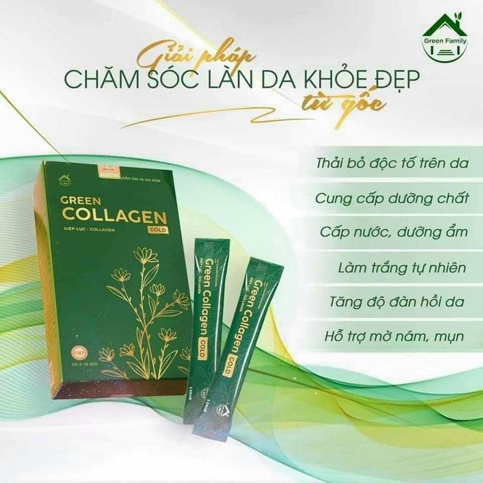 Diệp lục Collagen Green Gold giúp da đẹp căng bóng chống lão hoá tăng cường đề kháng sức khoẻ