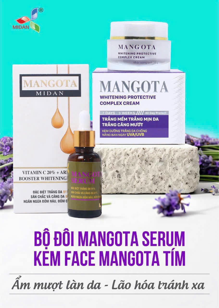 Combo Dưỡng Trắng Serum Mangota và Kem Face Mangota Tím giúp da trắng hồng Combo Dưỡng Trắng Serum Mangota và Kem Face Mangota Tím giúp da trắng hồng