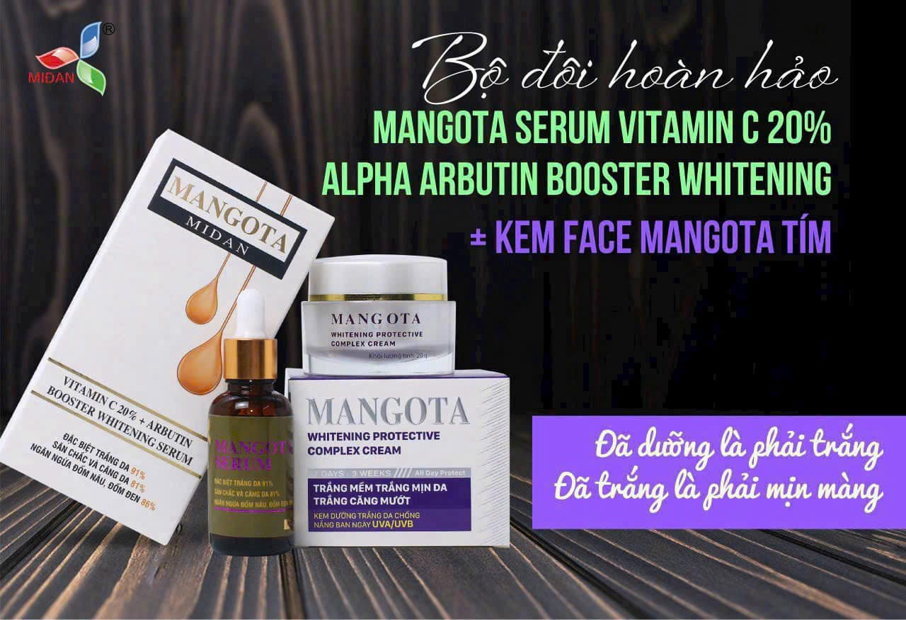 Combo Dưỡng Trắng Serum Mangota và Kem Face Mangota Tím giúp da trắng hồng Combo Dưỡng Trắng Serum Mangota và Kem Face Mangota Tím giúp da trắng hồng