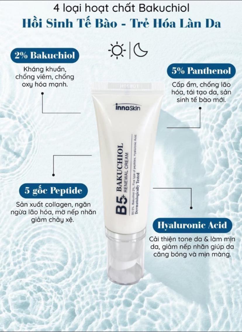Kem Dưỡng Cấp Ẩm Và Tái Tạo Da B5 + Bakuchiol Cream Innoskin 40ml Kem Dưỡng Cấp Ẩm Và Tái Tạo Da B5 + Bakuchiol Cream Innoskin 40ml