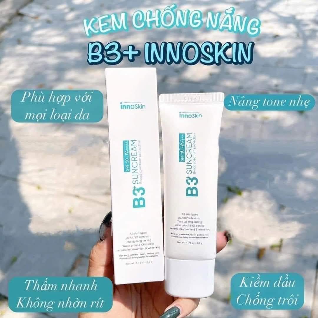 Kem Chống Nắng B3 InnoSkin Màu Xanh Cho Da Khô Nâng tông cực tự nhiên Kem Chống Nắng B3 InnoSkin Màu Xanh Cho Da Khô Nâng tông cực tự nhiên