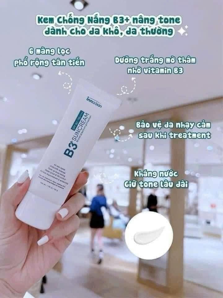 Kem Chống Nắng B3 InnoSkin Màu Xanh Cho Da Khô Nâng tông cực tự nhiên Kem Chống Nắng B3 InnoSkin Màu Xanh Cho Da Khô Nâng tông cực tự nhiên