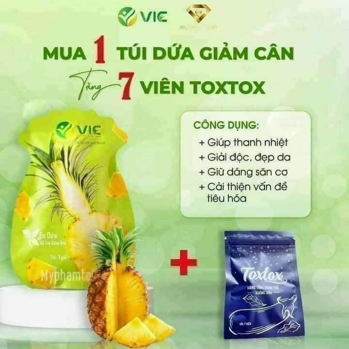 Kẹo Dứa Giảm Cân VIC Plus 7 Viên Tặng Kèm Detox