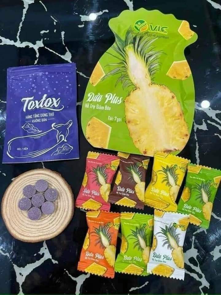 Kẹo Dứa Giảm Cân VIC Plus 7 Viên Tặng Kèm Detox Kẹo Dứa Giảm Cân VIC Plus 7 Viên Tặng Kèm Detox