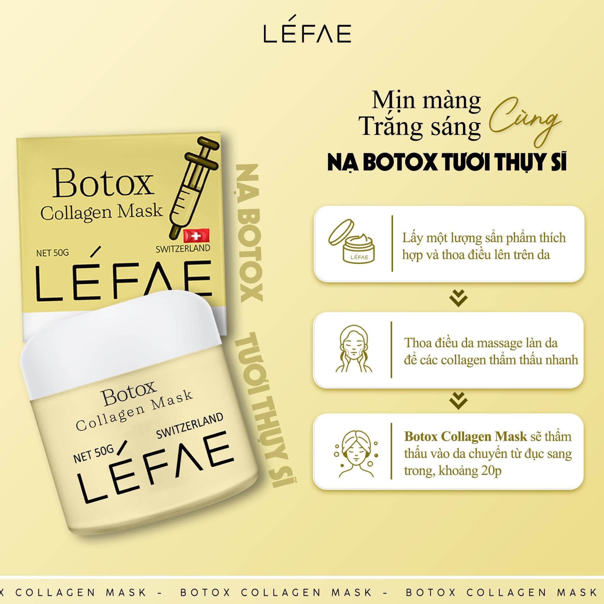 Mặt Nạ Botox Tươi Thụy Sĩ Trẻ Hóa Căng Bóng Da Boxtox Collagen Mask Mặt Nạ Botox Tươi Thụy Sĩ Trẻ Hóa Căng Bóng Da Boxtox Collagen Mask
