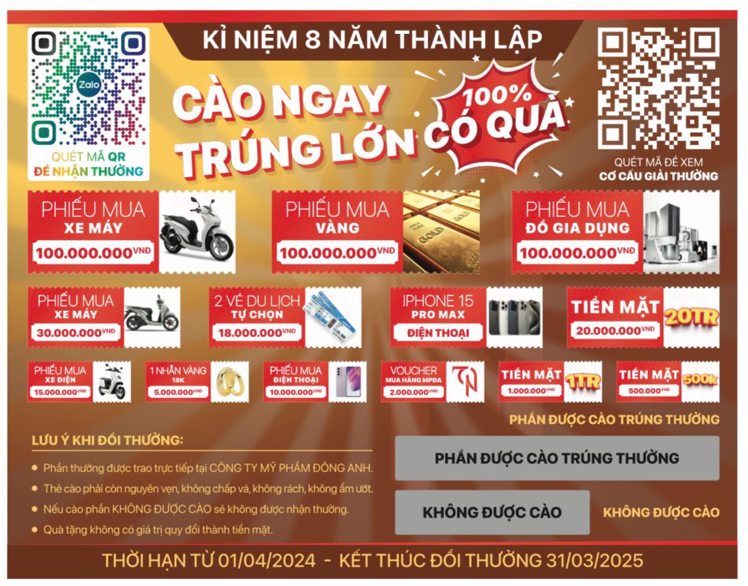 Đông anh ra sản phẩm mới chạy chương trình khuyễn mãi lớn em đã có giá sỉ inbox nhân viên em báo giá mai hàng về em chia cho khách dặn sớm