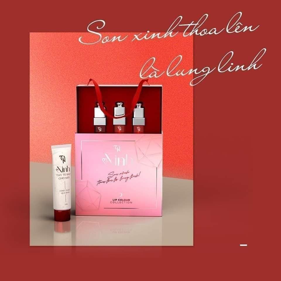 Combo Son Mỹ Phẩm Đông Anh hot trend Mua 1 set son xinh tặng 1 tẩy tế bào chết môi