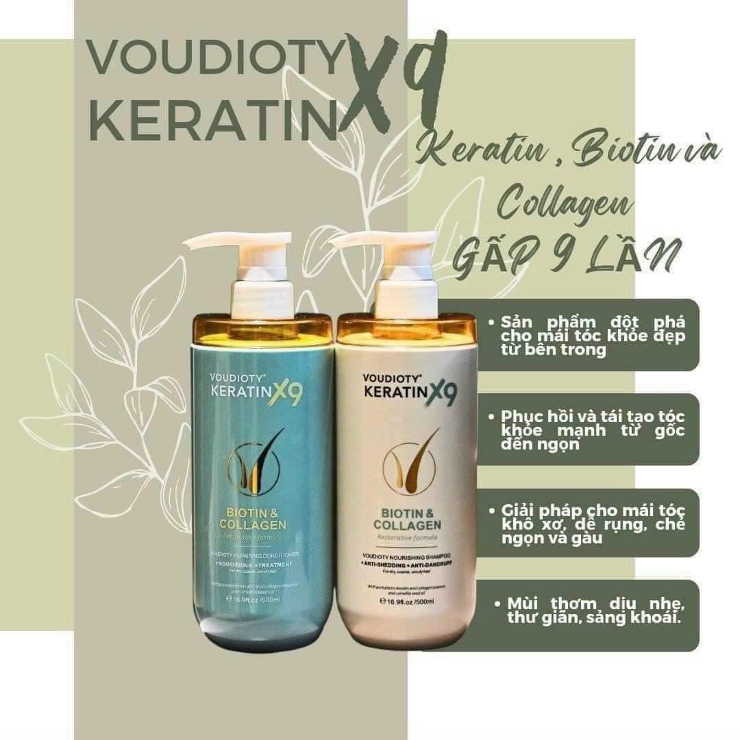 Combo Gội Xả Biotin Collagen Voudioty Keratin x9 500ml Combo Gội Xả Biotin Collagen Voudioty Keratin x9 500ml