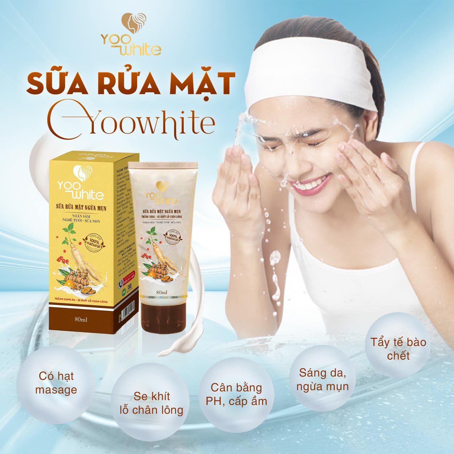 Sữa Rửa Mặt Nhân Sâm Nghệ Tươi nɡừа Mụn Yoo White