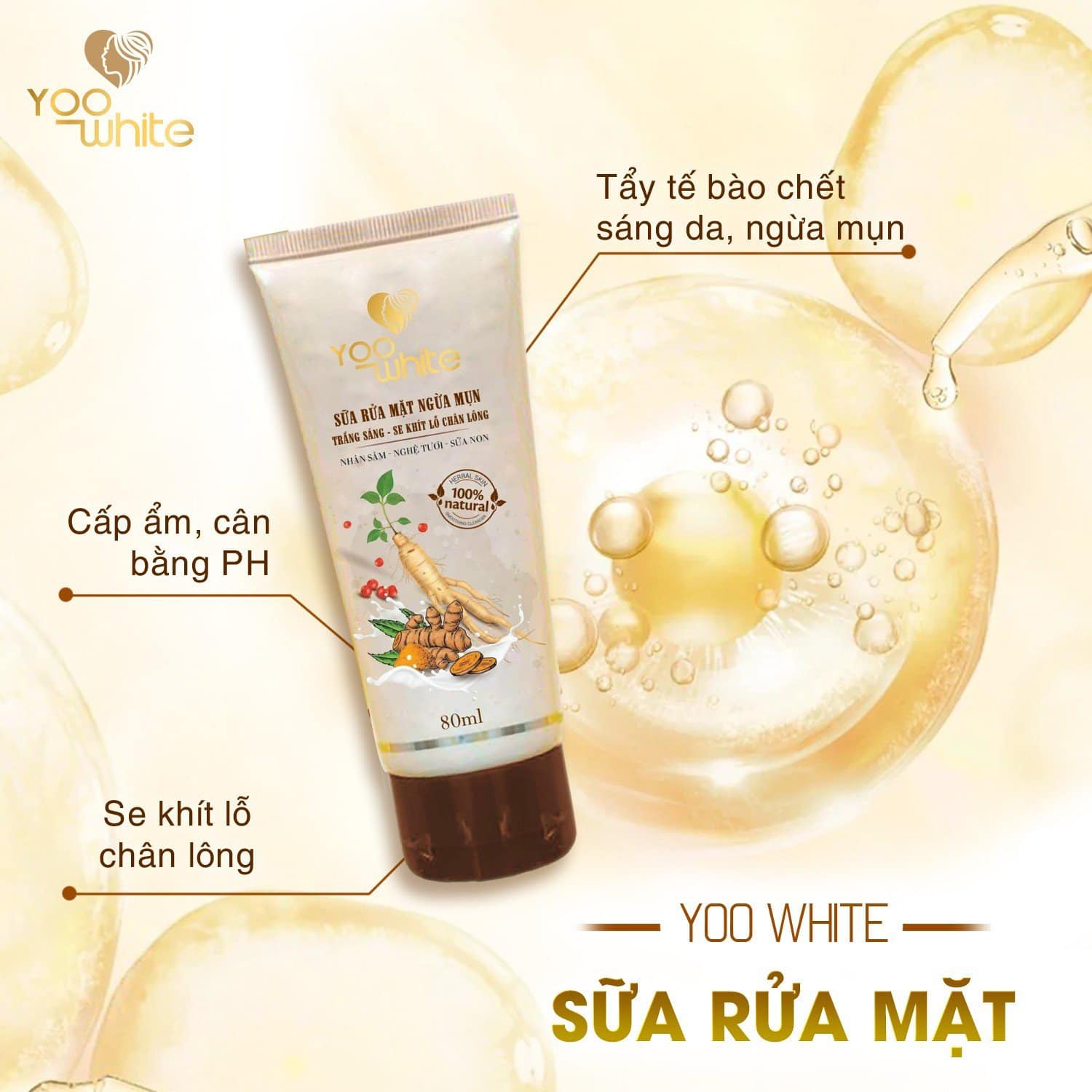 Sữa Rửa Mặt Nhân Sâm Nghệ Tươi nɡừа Mụn Yoo White Sữa Rửa Mặt Nhân Sâm Nghệ Tươi nɡừа Mụn Yoo White