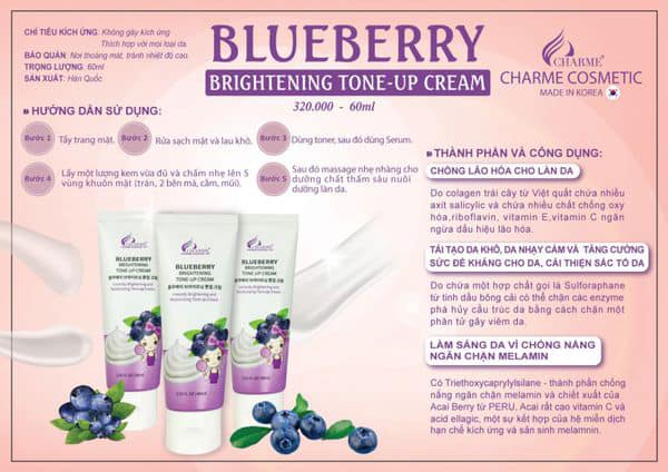 Kem Dưỡng Da Mặt Blueberry Charme Brightening Tone Up Cream siêu phẩm dưỡng nhan 10 điểm cho chất lượng Kem Dưỡng Da Mặt Blueberry Charme Brightening Tone Up Cream siêu phẩm dưỡng nhan 10 điểm cho chất lượng