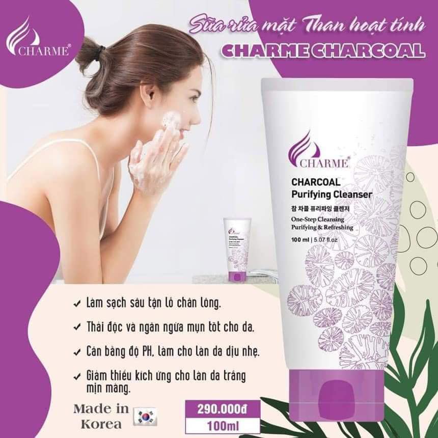 Bạn sợ da khô sau khi rửa mặt? Hãy mua ngay sữa rửa mặt than hoạt tính Charme Charcoal Purifying Cleanser Bạn sợ da khô sau khi rửa mặt? Hãy mua ngay sữa rửa mặt than hoạt tính Charme Charcoal Purifying Cleanser