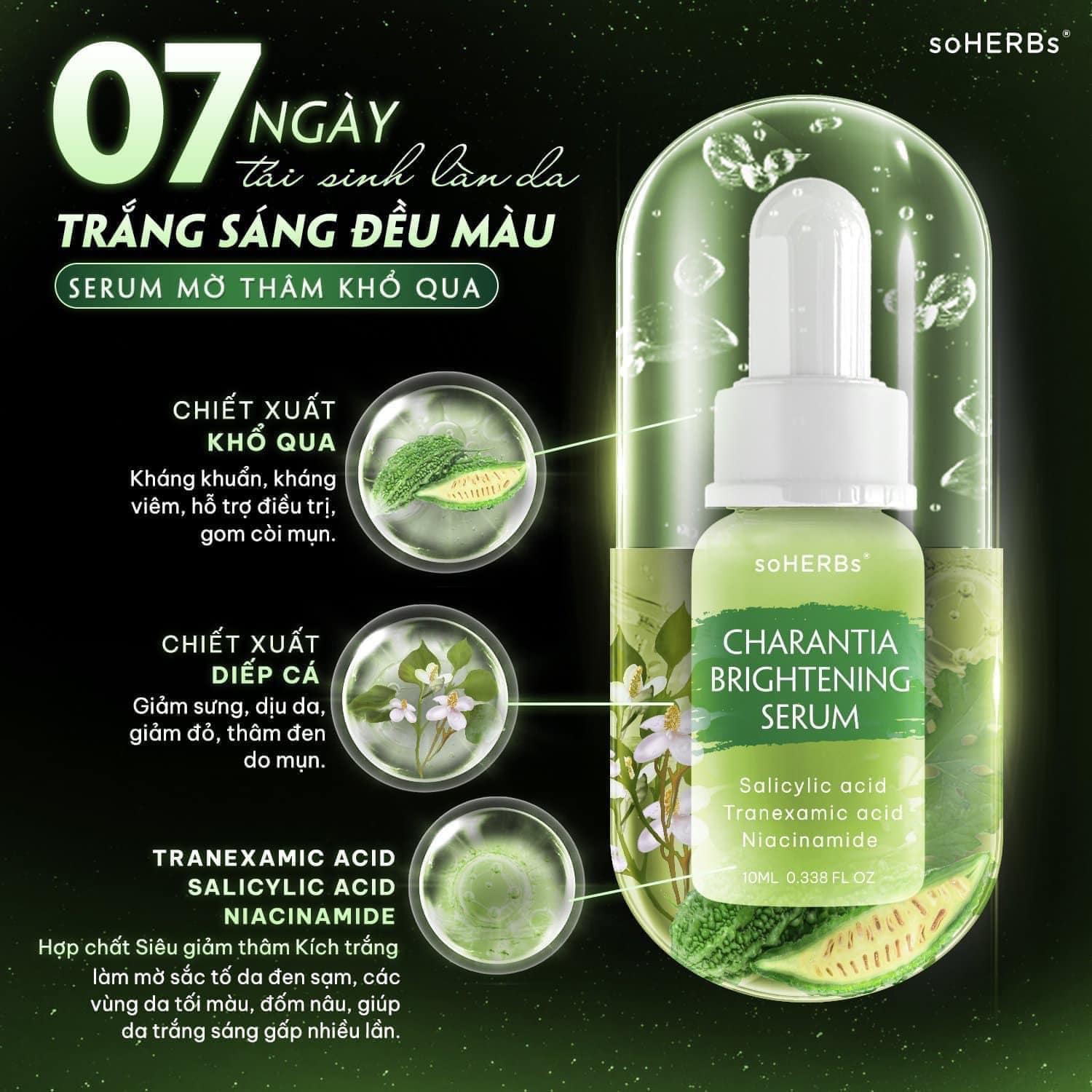 Serum khô qua Soherbs tinh chất khô qua mờ thâm trắng da phục hồi da sau mụn Serum khô qua Soherbs tinh chất khô qua mờ thâm trắng da phục hồi da sau mụn