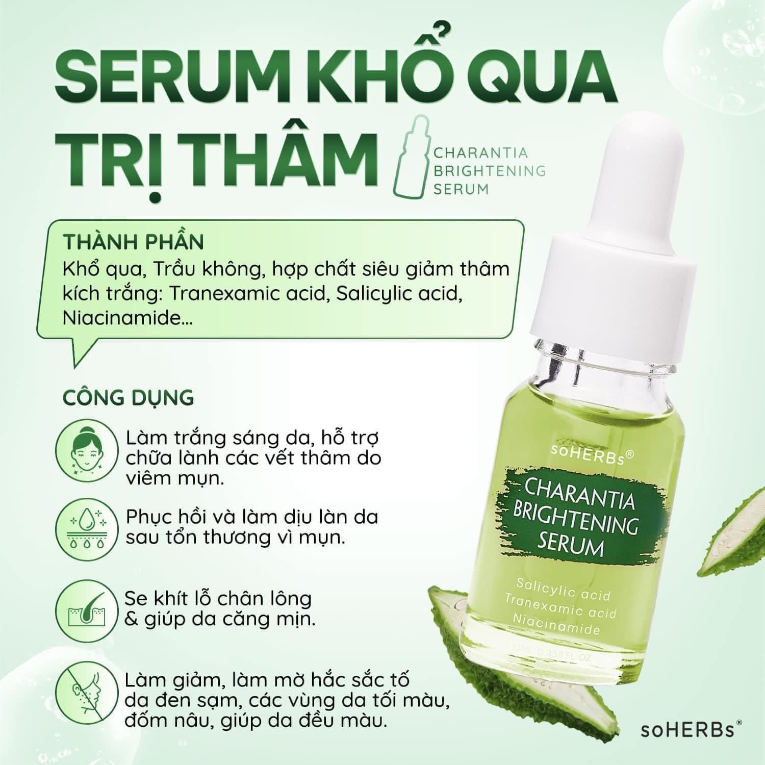 Serum khô qua Soherbs tinh chất khô qua mờ thâm trắng da phục hồi da sau mụn Serum khô qua Soherbs tinh chất khô qua mờ thâm trắng da phục hồi da sau mụn