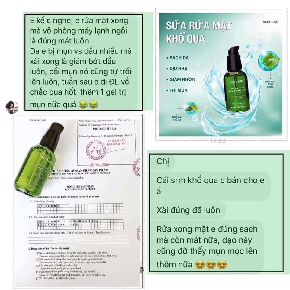 Sữa Rửa Mặt Khổ Qua Soherbs Charantia Cleansing Gel Sữa Rửa Mặt Khổ Qua Soherbs Charantia Cleansing Gel