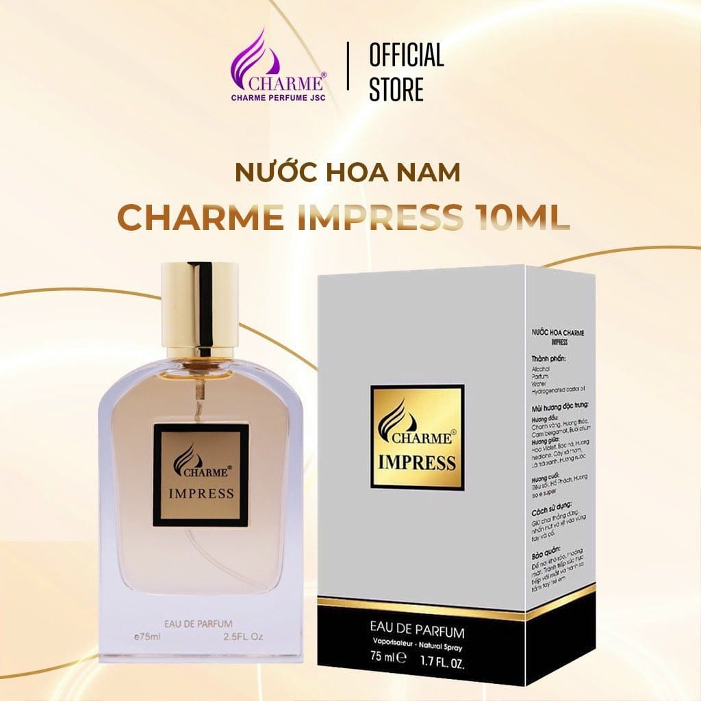 Nước hoa nam thơm lâu Charme Impress hương thơm quyến rũ lôi cuốn khơi gợi sự nam tính lịch lãm Nước hoa nam thơm lâu Charme Impress hương thơm quyến rũ lôi cuốn khơi gợi sự nam tính lịch lãm