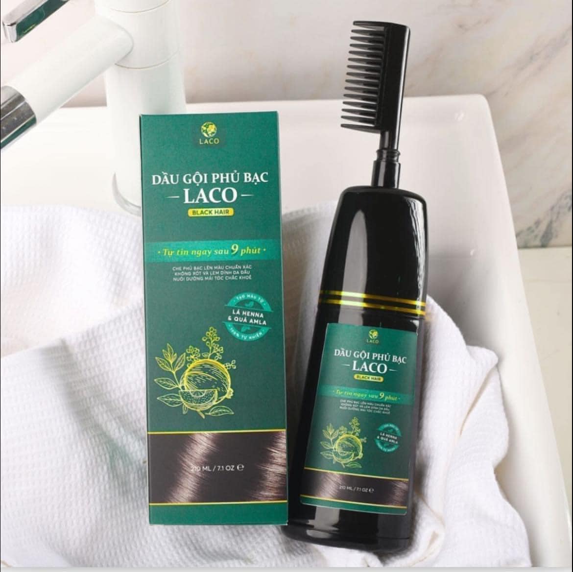 Dầu Gội Phủ Bạc Laco Màu Đen Nháy Sau Vài Phút Dầu Gội Phủ Bạc Laco Màu Đen Nháy Sau Vài Phút