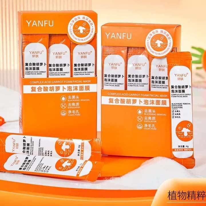 Hộp 12 Mặt Nạ Cà Rốt Sủi Bọt YanFu Hộp 12 Mặt Nạ Cà Rốt Sủi Bọt YanFu