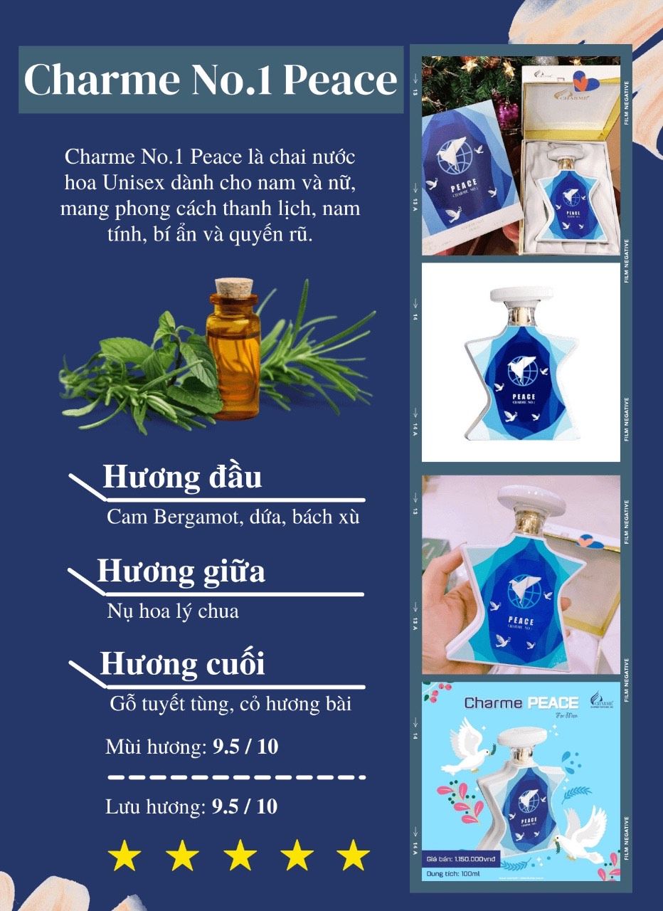 Nếu chọn một tình yêu yên bình hãy chọn Nước Hoa Nam Charme No.1 Peace 100ml Nếu chọn một tình yêu yên bình hãy chọn Nước Hoa Nam Charme No.1 Peace 100ml