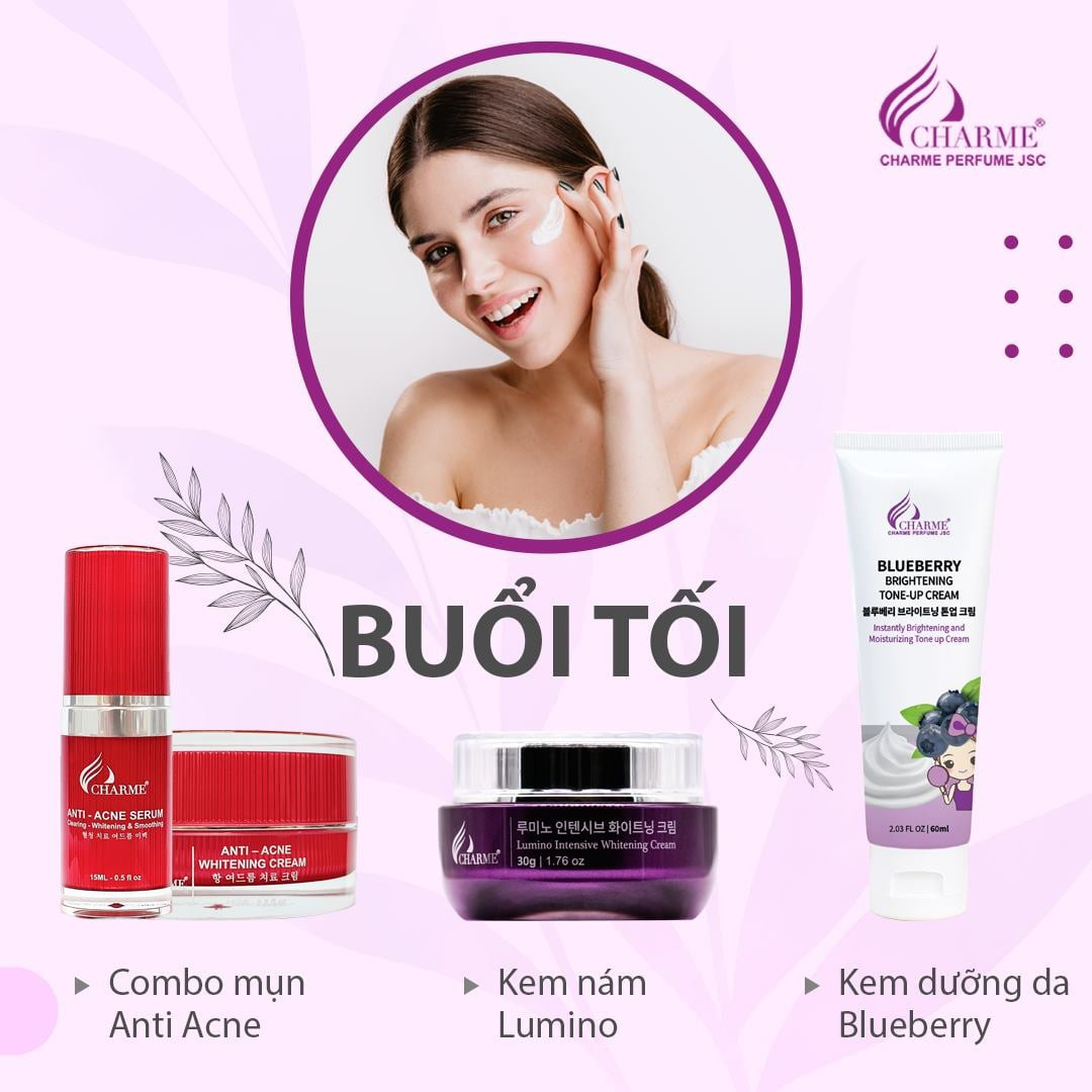 LỊCH BIỂU CÁC BƯỚC SKINCARE MỖI NGÀY CÙNG MỸ PHẨM CHARME COSMETIC BUỔI SÁNG LỊCH BIỂU CÁC BƯỚC SKINCARE MỖI NGÀY CÙNG MỸ PHẨM CHARME COSMETIC BUỔI SÁNG