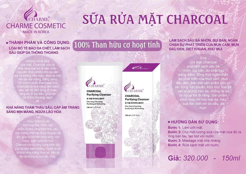Sữa Rửa Mặt Charme Charcoal Than Hoạt Tính Sữa Rửa Mặt Charme Charcoal Than Hoạt Tính