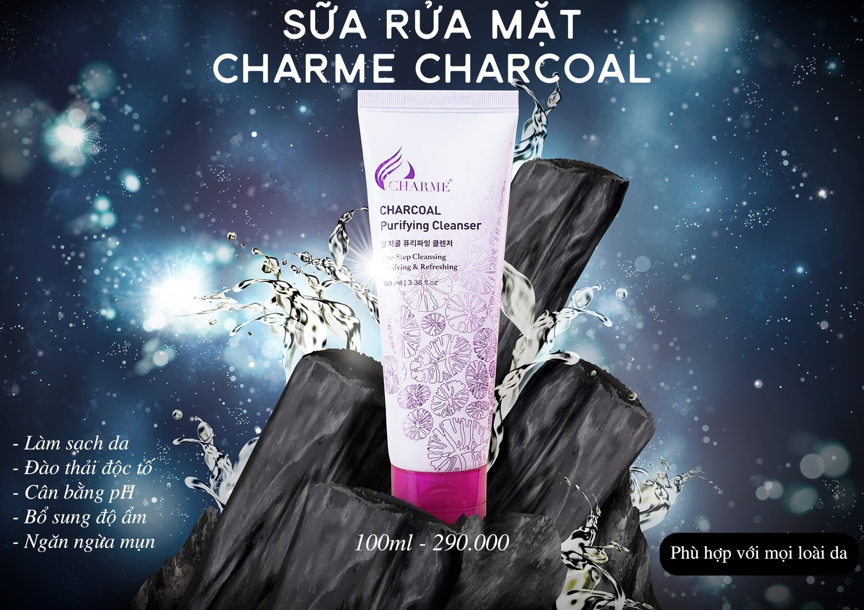 Sữa Rửa Mặt Charme Charcoal Than Hoạt Tính