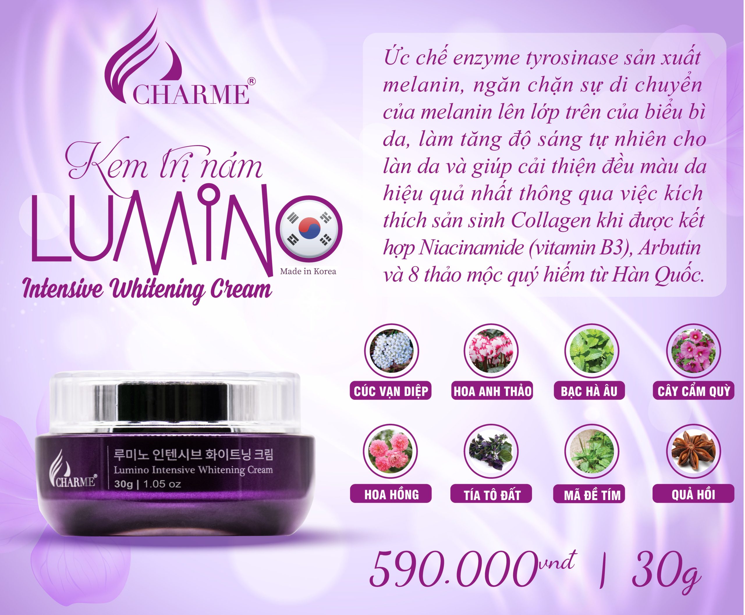 Kem Nám Hàn Quốc Charme Lumino Intensive Whitening Cream Kem Nám Hàn Quốc Charme Lumino Intensive Whitening Cream