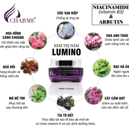 Kem Nám Hàn Quốc Charme Lumino Intensive Whitening Cream điều trị hiệu quả cho tất cả các dạng nám tàn nhang và đốm nâu Kem Nám Hàn Quốc Charme Lumino Intensive Whitening Cream điều trị hiệu quả cho tất cả các dạng nám tàn nhang và đốm nâu