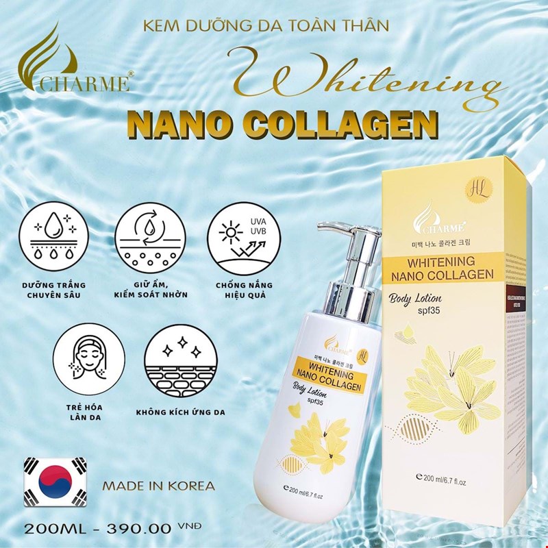 Kem dưỡng da toàn thân Charme Whitening Nano Collagen đến từ xứ sở kim chi Hàn Quốc sẽ giúp bạn giải quyết tình trạng về da Kem dưỡng da toàn thân Charme Whitening Nano Collagen đến từ xứ sở kim chi Hàn Quốc sẽ giúp bạn giải quyết tình trạng về da