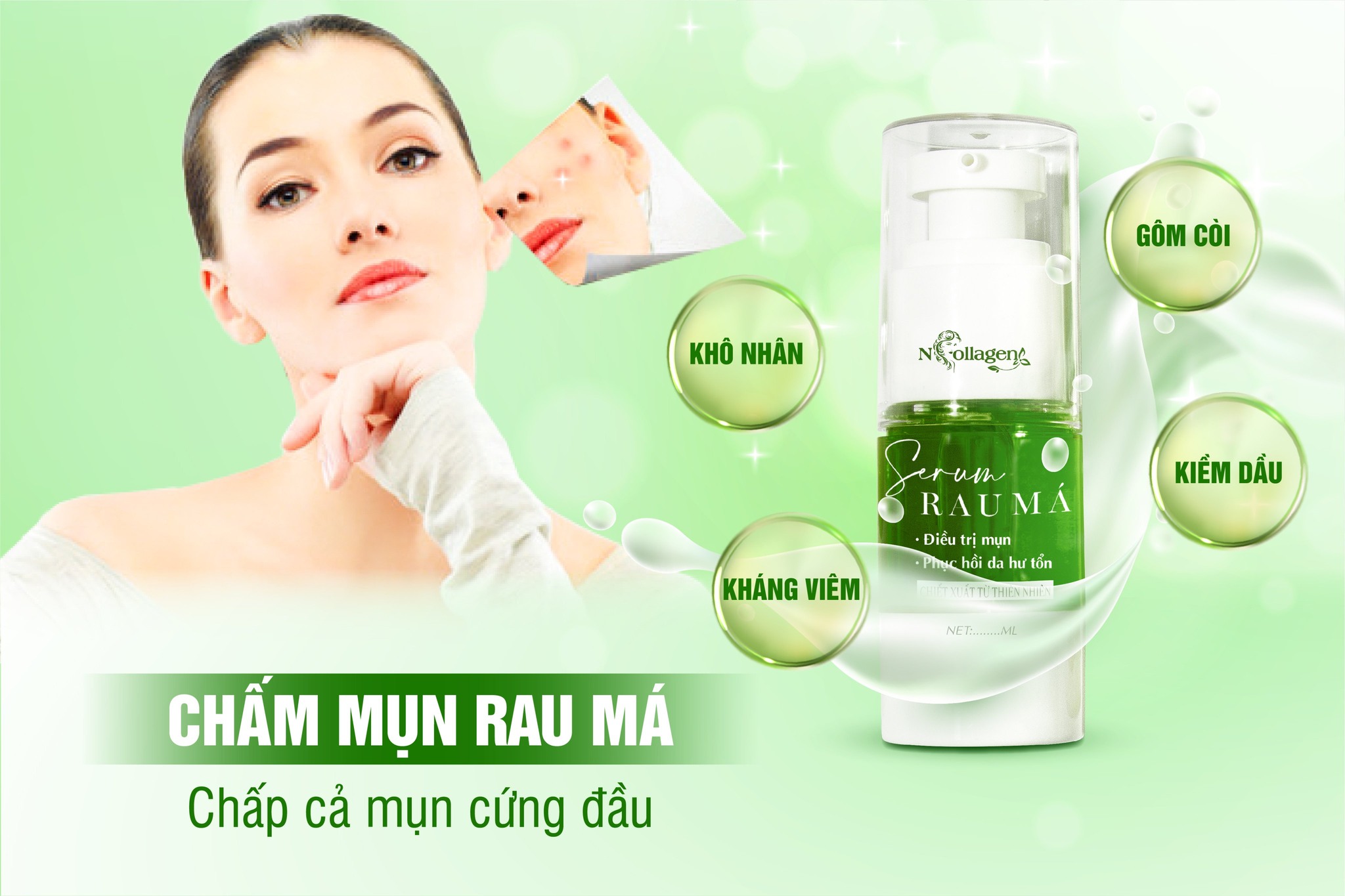 Serum Chấm Mụn Rau Má N Collagen dũng sĩ diệt mụn bất kẻ mọi loại da Serum Chấm Mụn Rau Má N Collagen dũng sĩ diệt mụn bất kẻ mọi loại da