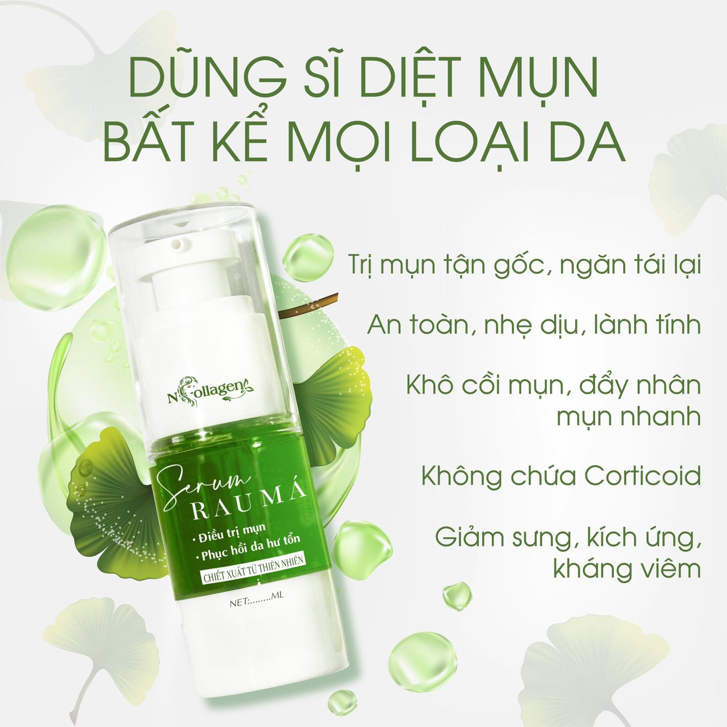Serum Chấm Mụn Rau Má N Collagen dũng sĩ diệt mụn bất kẻ mọi loại da Serum Chấm Mụn Rau Má N Collagen dũng sĩ diệt mụn bất kẻ mọi loại da