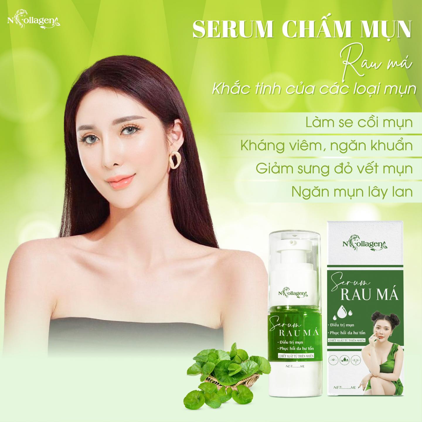 Serum Chấm Mụn Rau Má N Collagen dũng sĩ diệt mụn bất kẻ mọi loại da Serum Chấm Mụn Rau Má N Collagen dũng sĩ diệt mụn bất kẻ mọi loại da