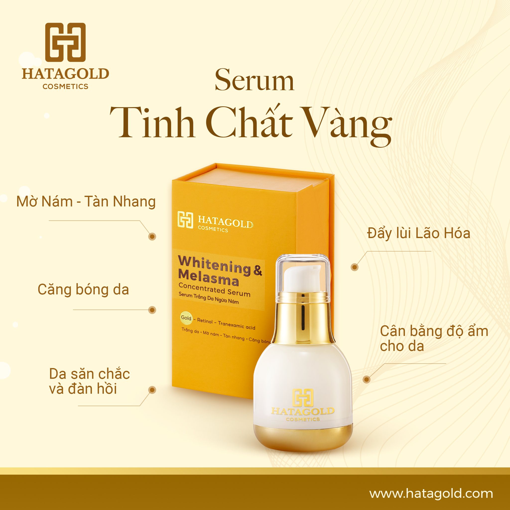 Serum tinh chất vàng HaTaGold Tăng cường dưỡng ẩm cho da căng mịn và tươi trẻ Serum tinh chất vàng HaTaGold Tăng cường dưỡng ẩm cho da căng mịn và tươi trẻ