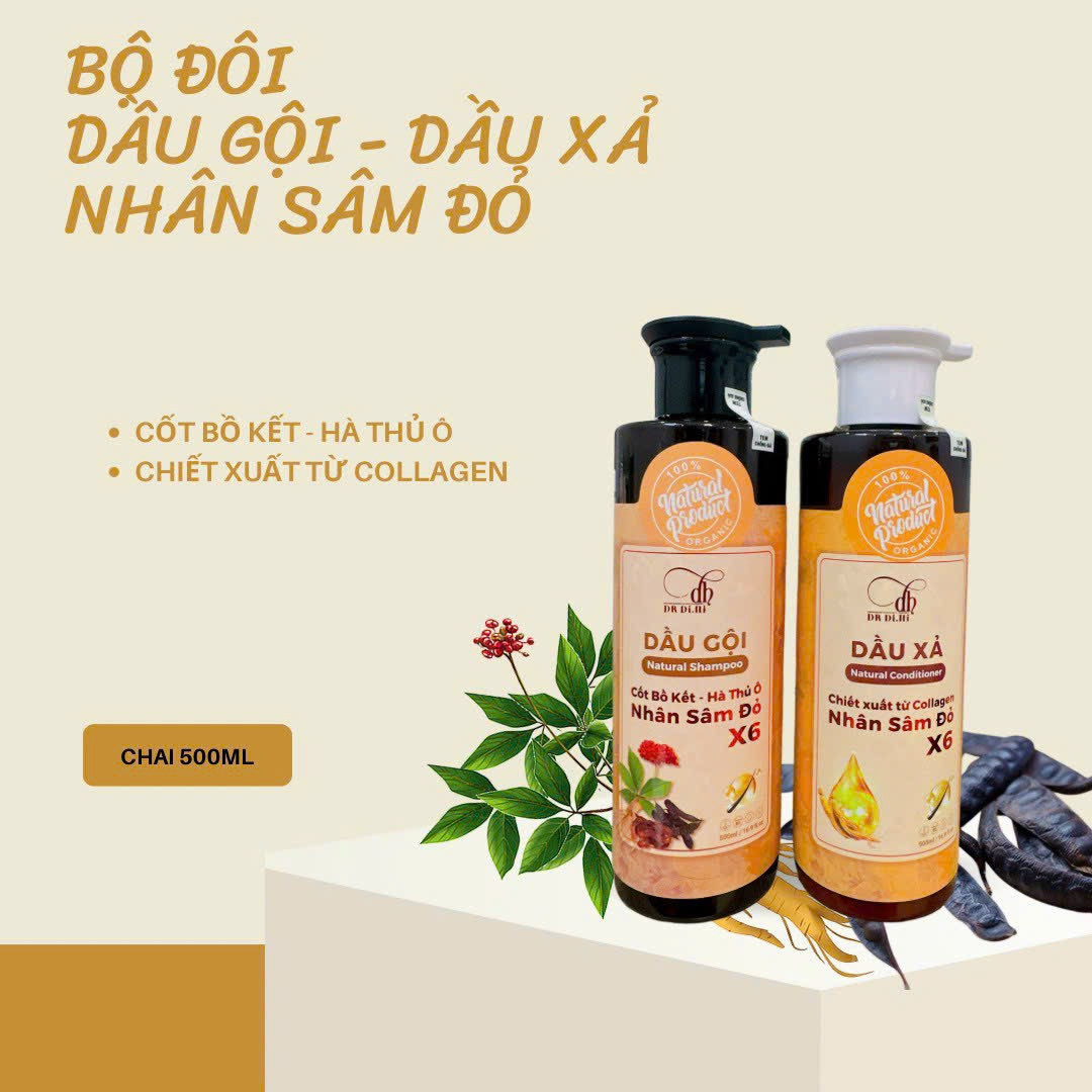 Combo Gội Xả Nhân Sâm Đỏ x6 Dr Di Hi Hỗ Trợ Mọc Tóc Giảm Gẫy Rụng