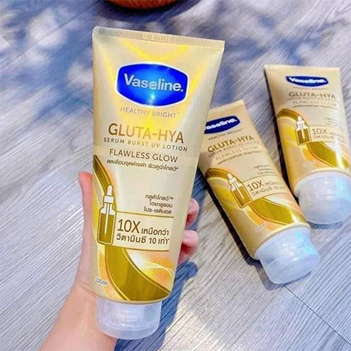 Sữa Dưỡng Thể Vaseline 10X Vàng Healthy Bright Gluta Hya Serum Flawless Glow Tốt hơn gấp 10 lần so với Vitamin C