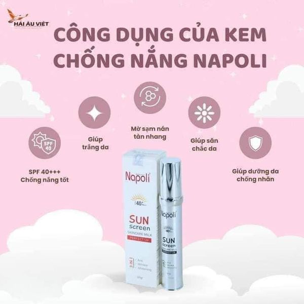 Kem chống nắng Napoli - Hải Âu Việt chống nắng bảo vệ da với chỉ số spf 40 pa++++ Kem chống nắng Napoli - Hải Âu Việt chống nắng bảo vệ da với chỉ số spf 40 pa++++
