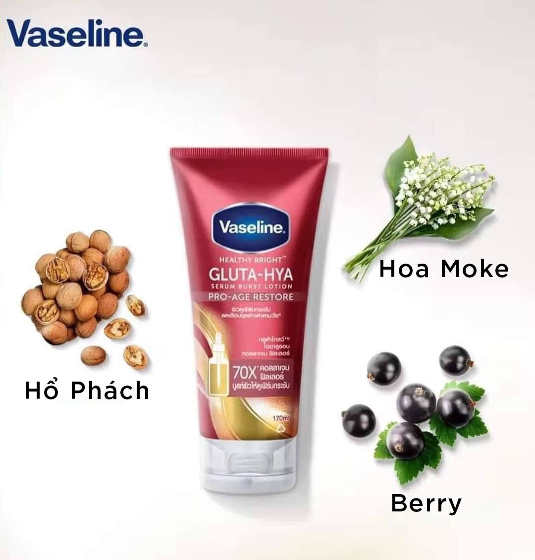 Sữa Dưỡng Thể Vaseline 70x Màu Đỏ Gluta Hya Serum Burst Lotion Pro Age Restore Sữa Dưỡng Thể Vaseline 70x Màu Đỏ Gluta Hya Serum Burst Lotion Pro Age Restore