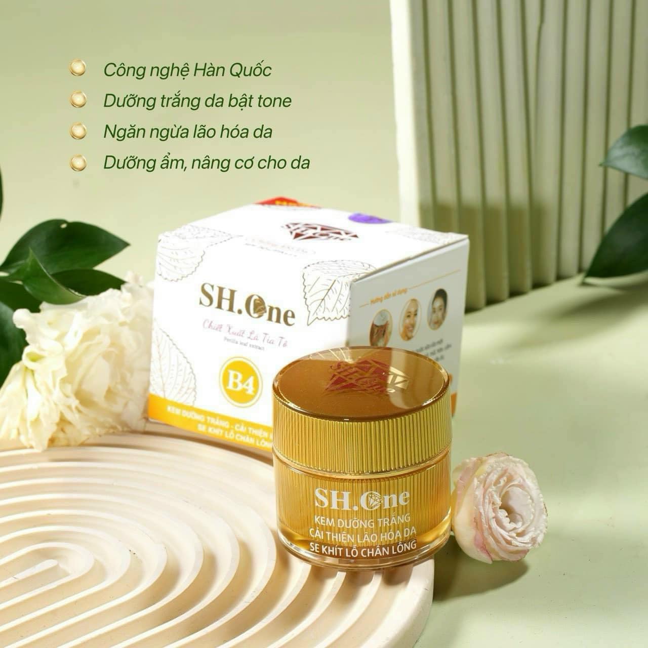 Kem Face Dưỡng Trắng Chống Lão Hoá B4 SH One Vàng Chiết Xuất Lá Tía Tô chính hãng