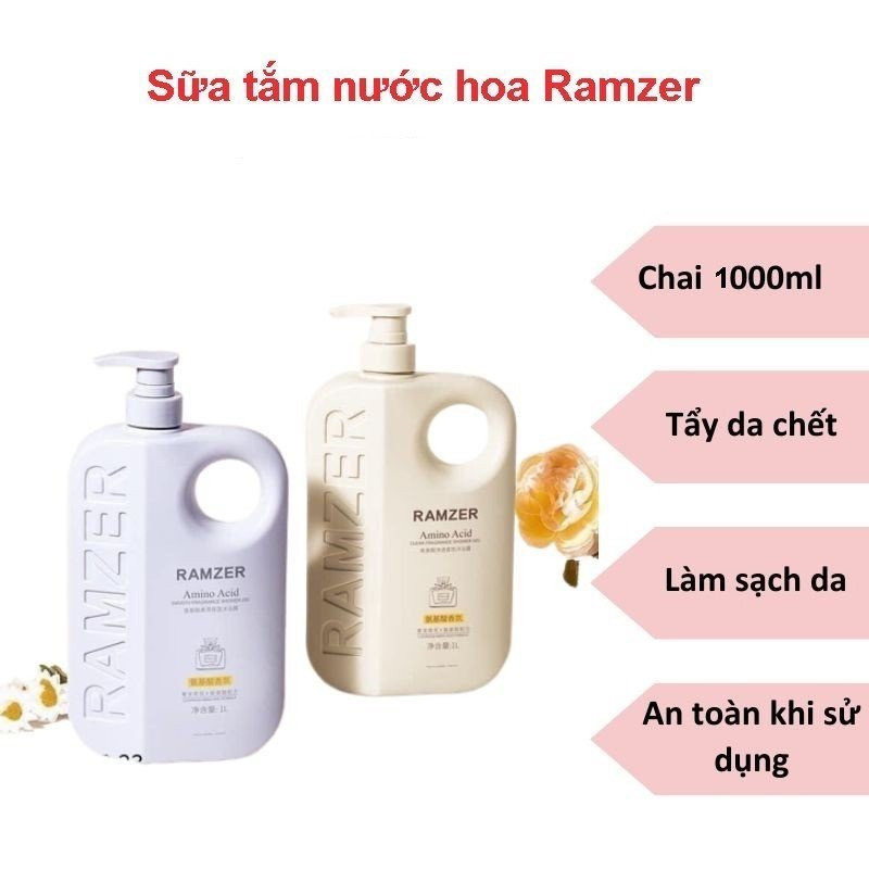 Sữa tắm Ramzer hương nước hoa cao cấp, dưỡng ẩm làm sạch trắng da dung tích 1000ml Sữa tắm Ramzer hương nước hoa cao cấp, dưỡng ẩm làm sạch trắng da dung tích 1000ml