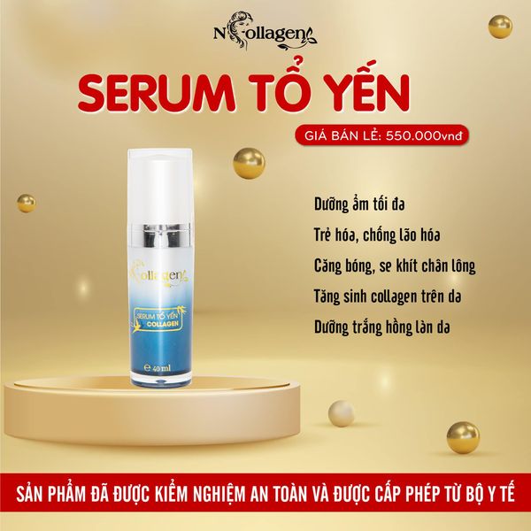 Serum Tổ Yến N-Collagen với chiết xuất tổ yến được bổ sung thêm collagen chính Serum Tổ Yến N-Collagen với chiết xuất tổ yến được bổ sung thêm collagen chính