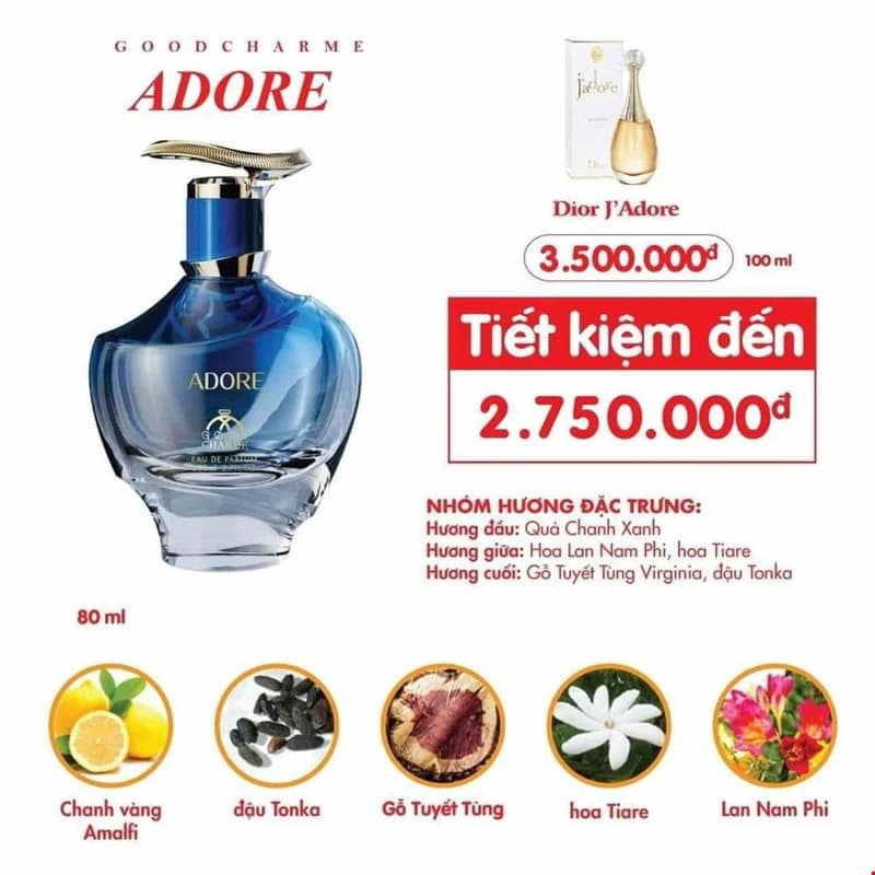 Khám Phá Sự Quyến Rũ với Nước Hoa Nữ Good Charme Adore 80ml Khám Phá Sự Quyến Rũ với Nước Hoa Nữ Good Charme Adore 80ml