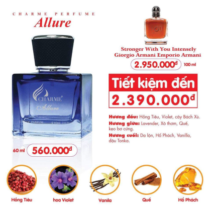 Nước hoa Charme Allure dành cho nam được các chuyên gia điều chế đến từ Pháp Nước hoa Charme Allure dành cho nam được các chuyên gia điều chế đến từ Pháp