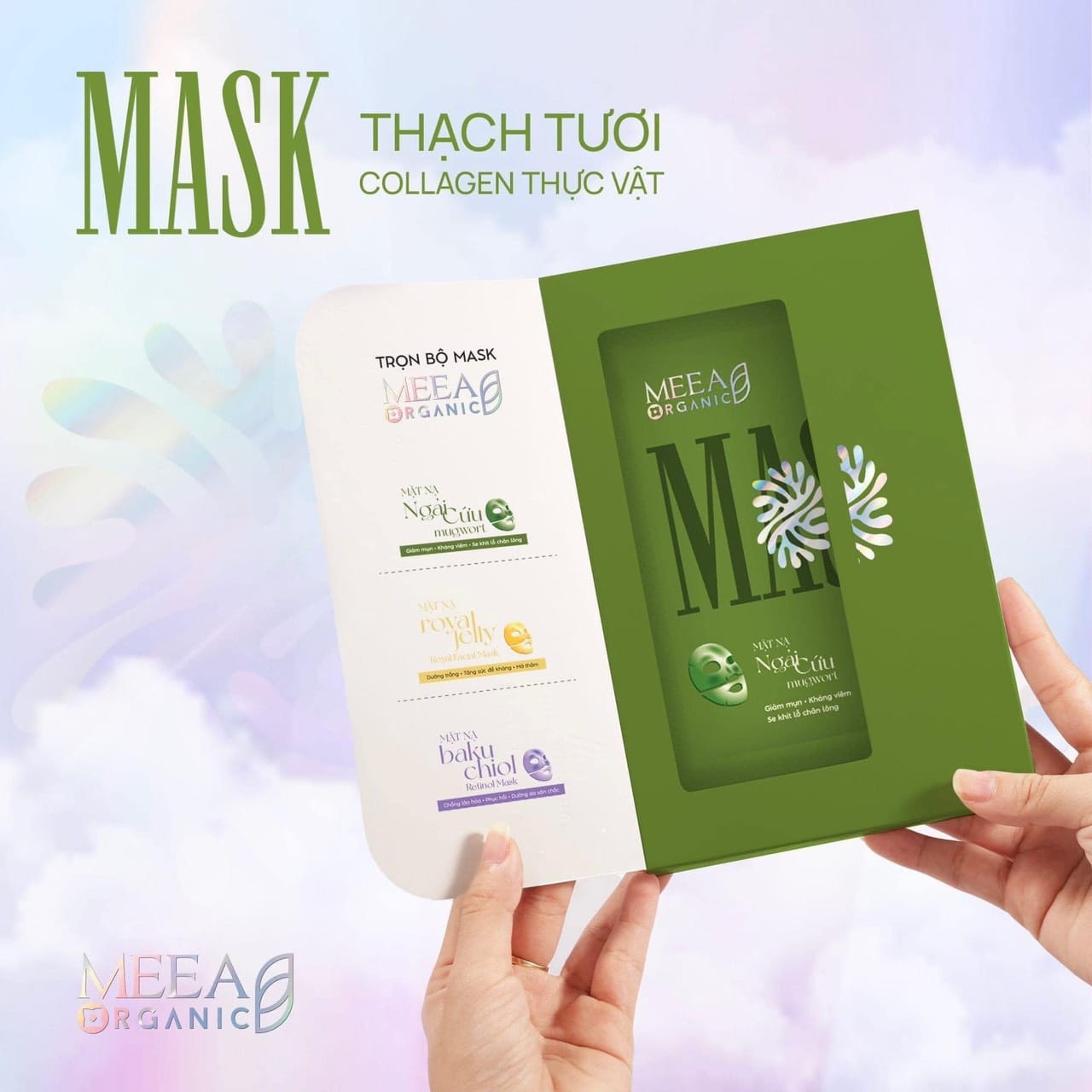 Mặt Nạ Thạch Collagen Meea Organic Màu Xanh Ngãi Cứu Mugwort Mask Hộp 5 Miếng chính hãng Mặt Nạ Thạch Collagen Meea Organic Màu Xanh Ngãi Cứu Mugwort Mask Hộp 5 Miếng chính hãng