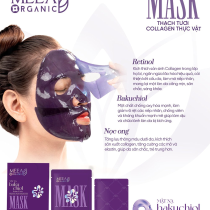 Mặt Nạ Thạch Collagen Meea Organic Màu Tím Bakuchiol Retinol Mask Hộp 5 Miếng chính hãng Mặt Nạ Thạch Collagen Meea Organic Màu Tím Bakuchiol Retinol Mask Hộp 5 Miếng chính hãng