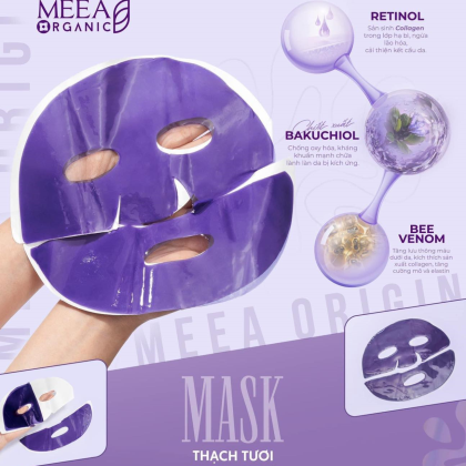 Mặt Nạ Thạch Collagen Meea Organic Màu Tím Bakuchiol Retinol Mask Hộp 5 Miếng chính hãng Mặt Nạ Thạch Collagen Meea Organic Màu Tím Bakuchiol Retinol Mask Hộp 5 Miếng chính hãng